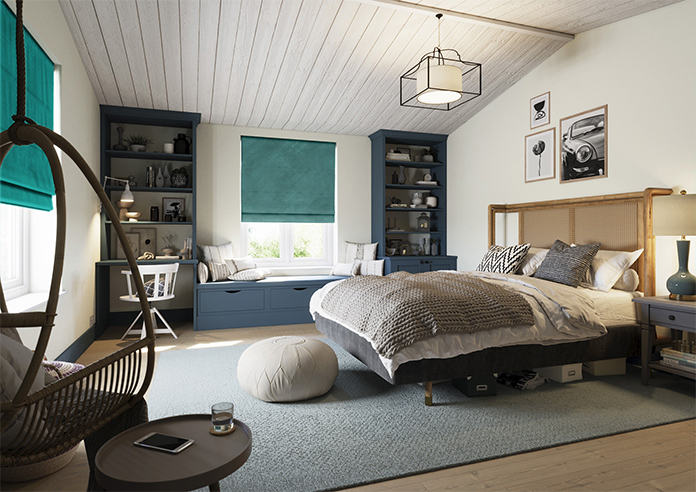 Odessa Velvet, Peacock - Twist&Fit Roman Blind - Image 7